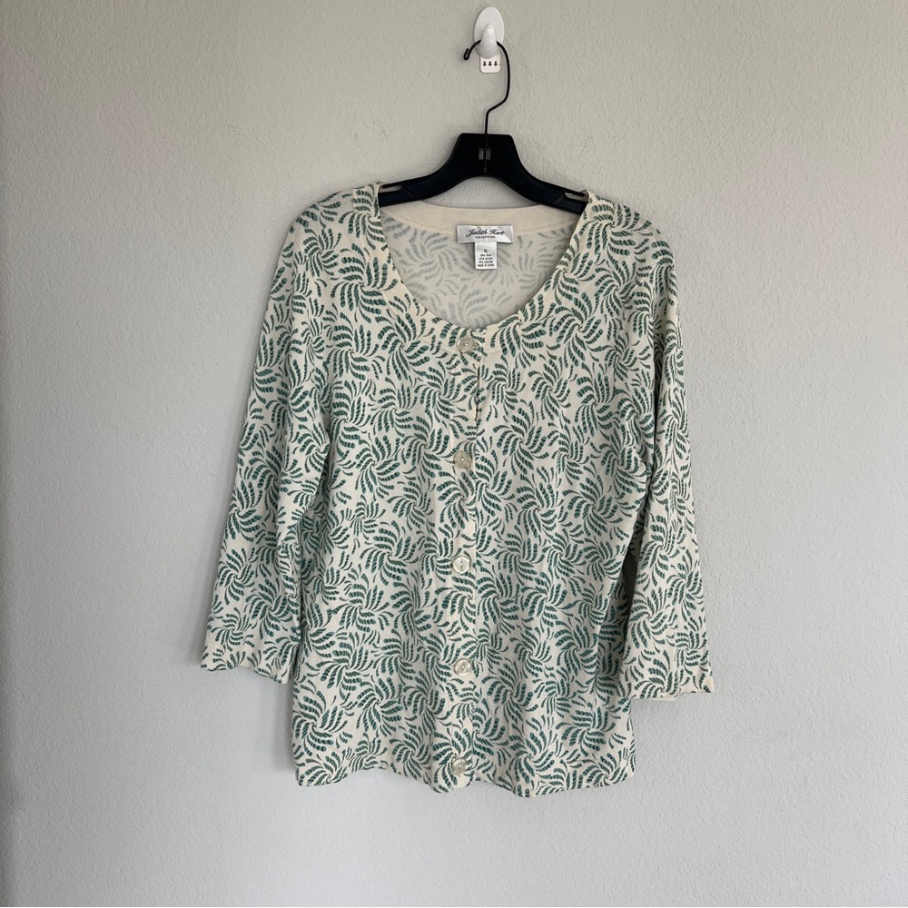 Judith Hart Silk Blend Coastal Print Cardigan Size XL
